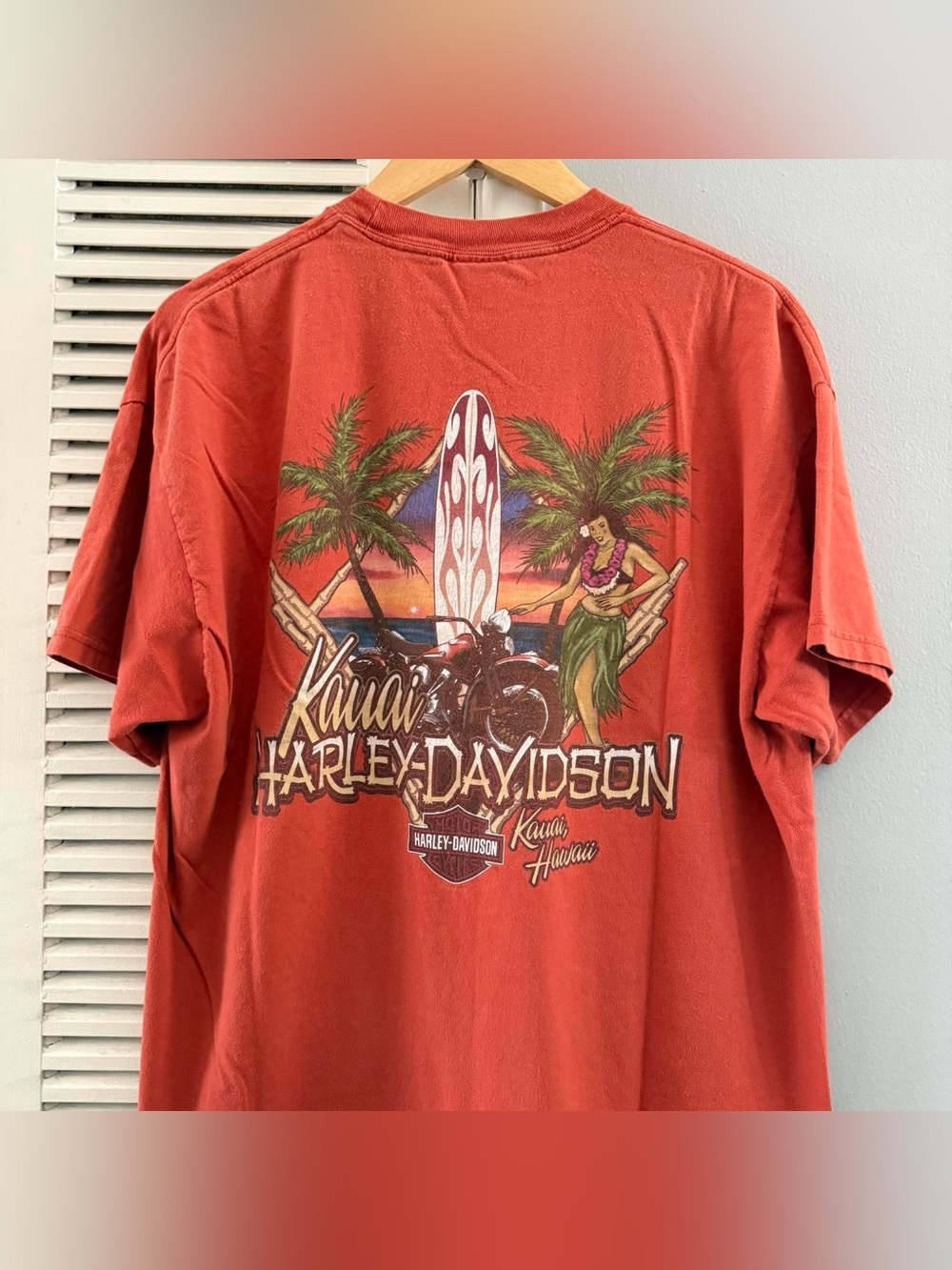 Vintage Harley Davidson Kauai, Hawaii Orange Cropped T-shirt